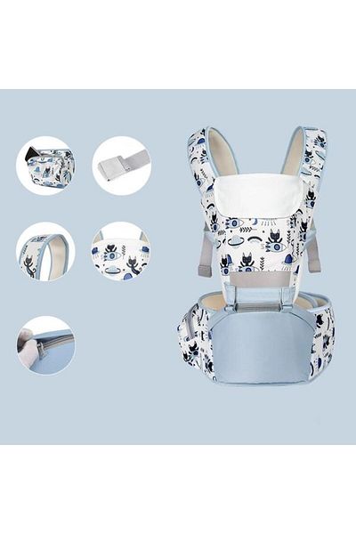 OEM Marsupiu ergonomic pentru bebeluși 6 în 1 cu scaun - Albastru