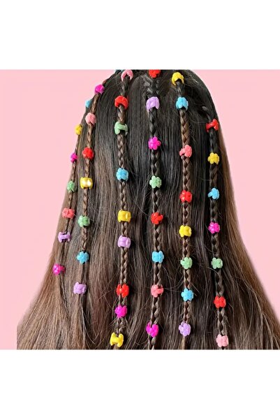 LORESİMA AKSESUAR KARIŞIK RENK AKRİLİK ÇİÇEK SAÇ KÜPESİ 10 ADET