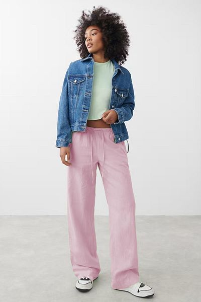 Seeh Pink Elastic Waisted Loose Cut Trousers Sh259