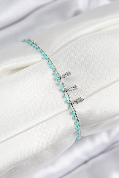callerrons accessories Brass Zircon Stone Blue Beaded Model Silver Color Wome...