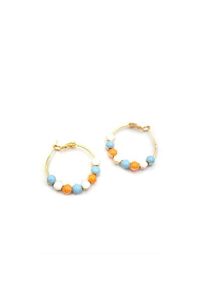 SepetBudur Enameled Hoop Earrings - Orange