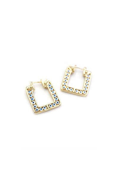 SepetBudur Square Evil Eye Earrings - Gold