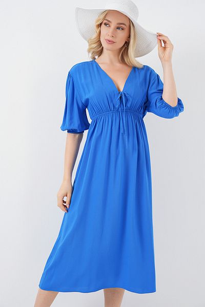 Bigdart 2570 Women's Gathered Waist V-Neck Dress - Saks