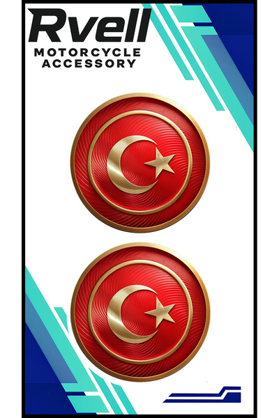 MKARAKAN RVELL TÜRK BAYRAGI İKİLİ DAMLA STİCKER 5X5 01