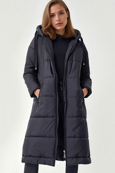 Merterium Women's Hooded Long down Coat 1040 - Black