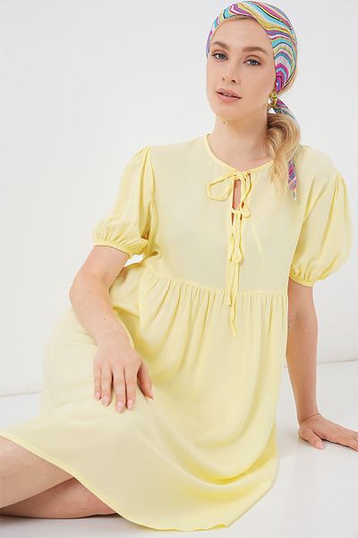 Bigdart Women's Lace-Up Midi Dress 2575 - Yellow