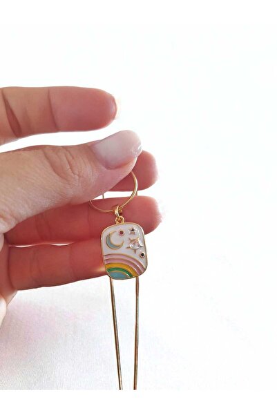 Çelik Tarot Kart Kolye Gold & Beyaz