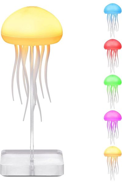 Adoro BomKra Jellyfish Lamp, Voice Control Jellyfish Lamp with Dancing Legs, RGB Gradient Jellyfish Bedsid