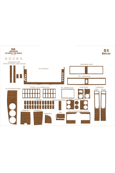 Marscockpitdesign مرسيدس أتيجو أكسور كونسول-توربيدو 2001-2004 51 قطعة