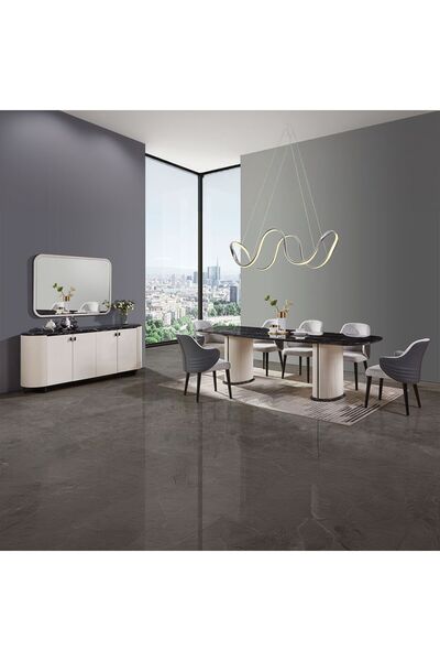 Danube Home Krisalis 1 + 8 Seater Dining Set - Beige/Black