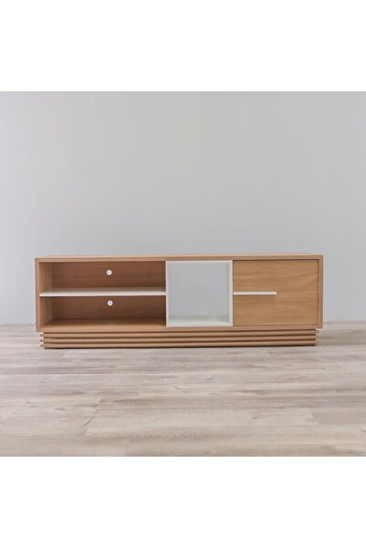 Danube Home Zola TV Rack for TVs upto 65 Inches - Natural/Off White L180xW36xH58cm