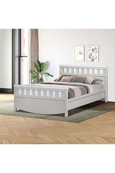 Danube Home Hazel 120x200 Bed - Light Beige/White L208.5xW138xH92cm