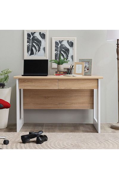 Danube Home Tecno Study Desk - White Oak / White L120.5xW70xH77.5cm