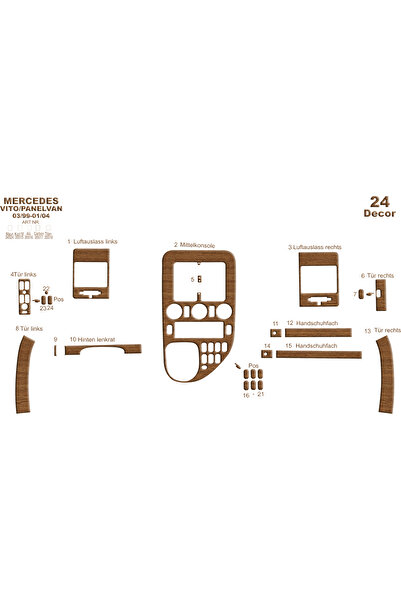 Marscockpitdesign مرسيدس فيتو فان كونسول-توربيدو 1999-2004 24 قطعة