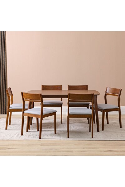 Danube Home طقم طعام ميرفيل ١+٦ مقاعد - طراز بلوط/رمادي