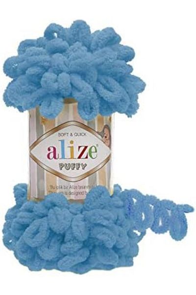 Alize Puffy Hand Knitting Yarn 1PC (Color Sochi Blue no. 16)