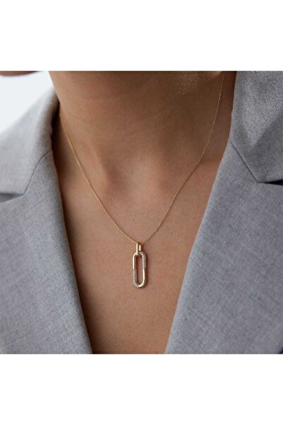 Cherry by Özkonak Yarım Taşlı Geniş Ataç Kolye