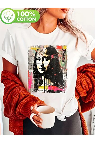 CLASİVA تي شيرت نسائي ذو تصميم حديث من Mona Lisa مطبوع حسب الطلب للجنسين برقب...