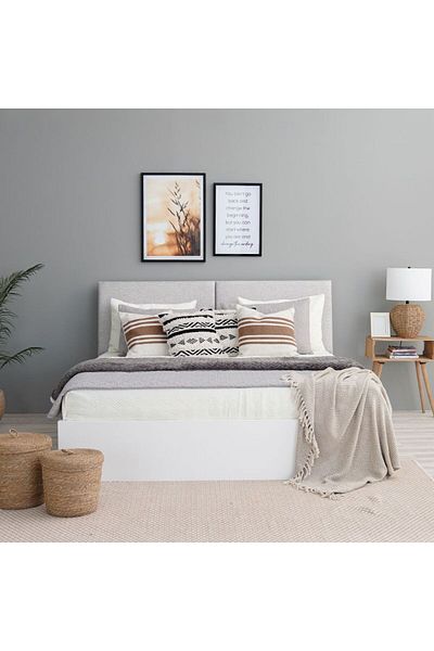 Danube Home Palomeze 150 X 200 Queen Bed W/With Hydraulic& Headboard Storage-White/Black L220.5xW159.2xH110.5cm