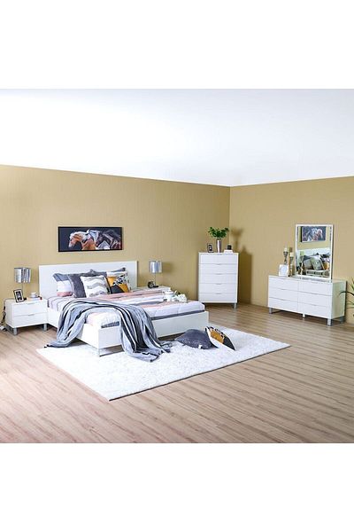 Danube Home Lolita 180x200 King Bed - Glossy White L193.5xW215xH102cm