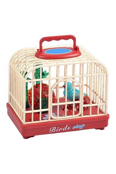 Toybox لعبة قفص الطيور مع جهاز استشعار صوتي وضوء كهربائي للحيوانات الأليفة للأطفال