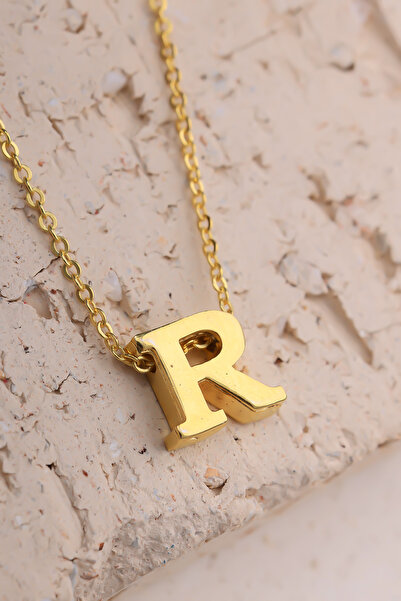 Lucente Jewellery Özel Hediye Kutulu 925 Ayar Altın Gümüş Kaplama R Harf Üç B...