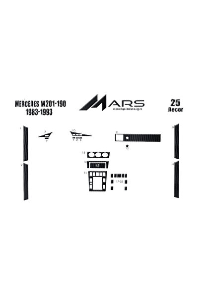 Marscockpitdesign مرسيدس 190 كونسول-توربيدو 1983-1993 25 قطعة