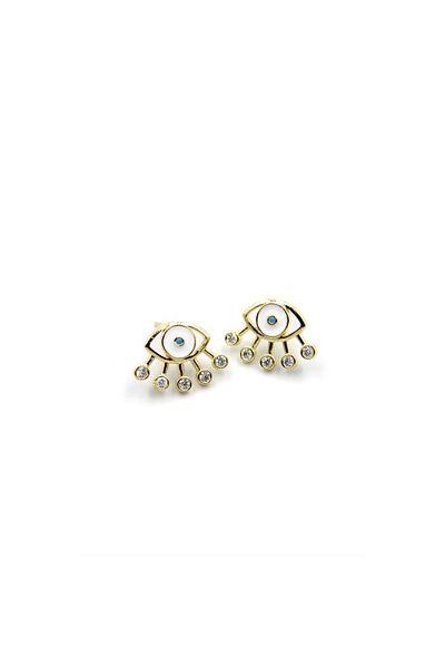 SepetBudur Enamel eye earrings - white