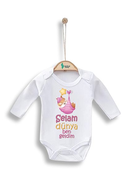 CACTUS COLLECTION Hello World I'M Here Printed Baby Bodysuit
