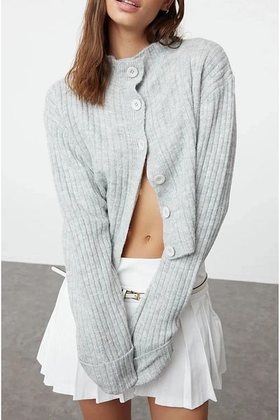 Ugdelia Women's Ribbed Button Basic Knitwear Cardigan