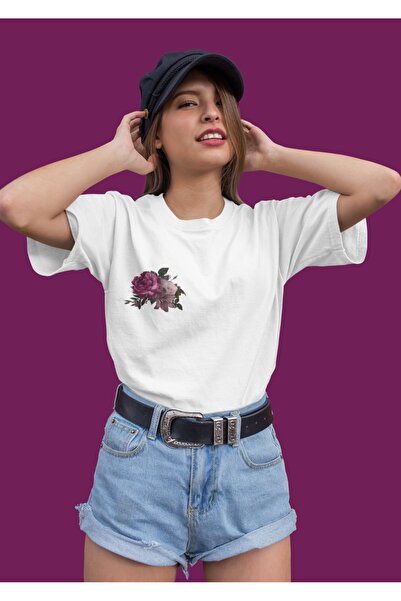 ArtYus ŽENSKA MAJICA SA KRATKIM RUKAVIMA I OKRUGLIM IZREZOM SA OTISNUTIM CVEĆ...