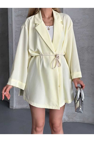 GALAVİP Oversized Belted Kimono‑Blazer Jacket – Lightweight Summer Woven (S‑M‑L)