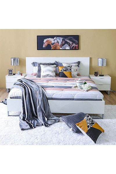 Danube Home Lolita 180x200 King Bed - Glossy White L193.5xW215xH102cm