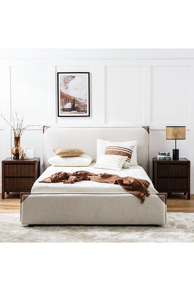 Danube Home Adamantin 150x200 Queen Bed - Beige L214xW177xH113cm