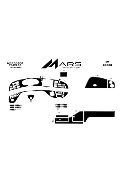 Marscockpitdesign مرسيدس ترافيجو كونسول 2005-2010 69 قطعة