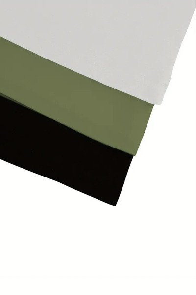 Tarz Cool Khaki White Black 3-Pack Women's Off Shoulder Boat Neck Oversize T-Shirt