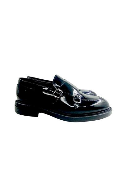 Oneka Shoes 420525Pty9663 Men's Daily Black Patent Leather Double Buckle