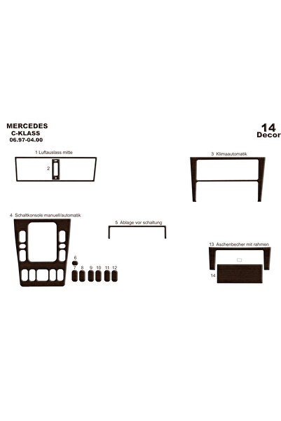 Marscockpitdesign مرسيدس C سيريز وحدة التحكم-توبيردو 1997-2000 14 قطعة