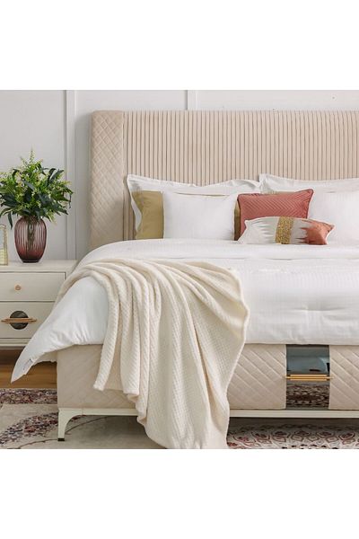 Danube Home New Aloha 200x200 Super King Bed - White L217xW222xH150cm