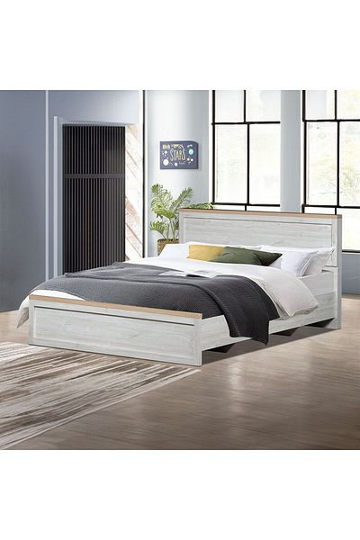 Danube Home Cambridge 180x200 King Bed - Oak & White Oak L207xW189xH100cm