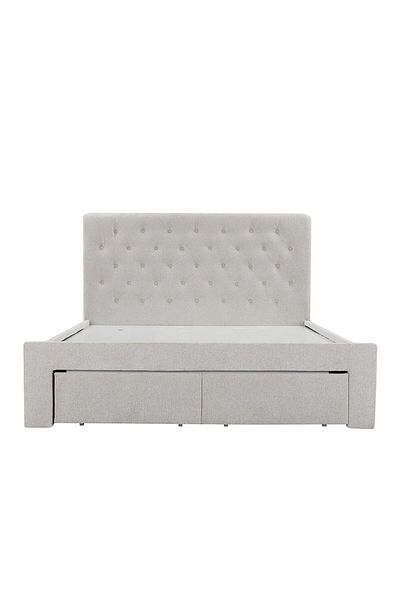 Danube Home Bacia 150x200 Queen Bed with 2 Front Drawers - Light Grey L218xW162xH111cm
