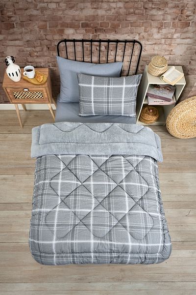 Sudemhome Single Welsoft Sleeping Set Double Sided Wellsoft Fluffy Fleece Quilt and 100X200 Elastic Sheet