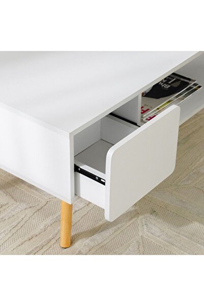 Danube Home Adonia White Coffee Table - Modern Wood Design with Under-Shelf for Living Room, 1 Year Warranty