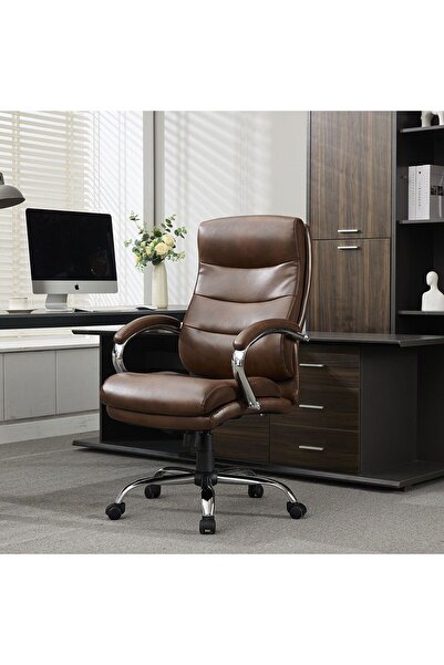 Danube Home كرسي مكتب هارلاند عالي الظهر - بني غامق، الطول 74.5 سم × العرض 63...