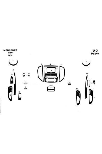 Marscockpitdesign مرسيدس فيتو بيانو أسود 2015 22 قطعة