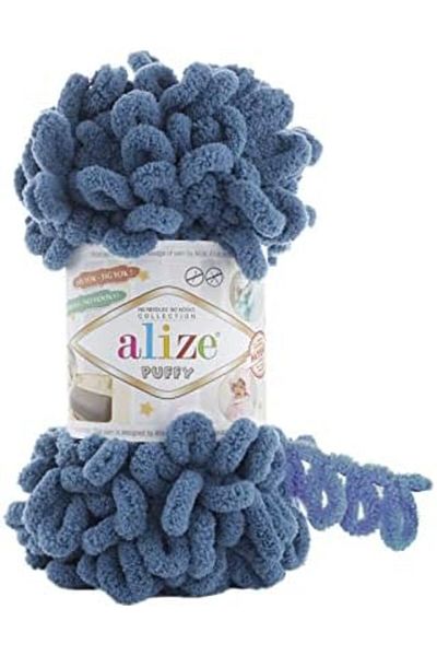 Alize Puffy Hand Knitting Yarn 1PC (Color Indigo Blue No. 637)
