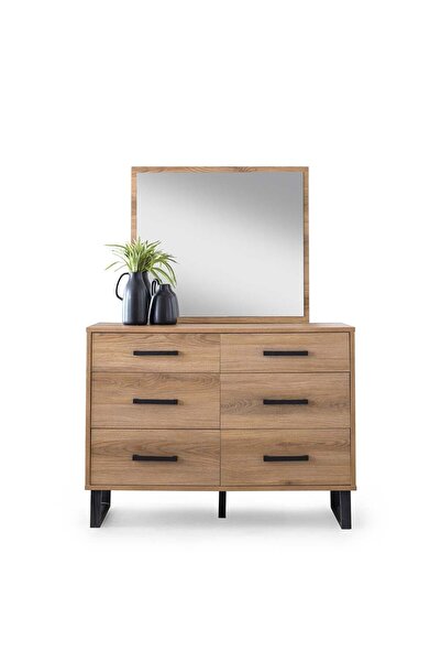 Danube Home Norden Dresser with Mirror - African Walnut Finish, 2-Year Warran...