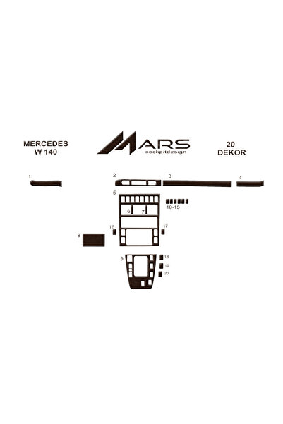 Marscockpitdesign مرسيدس W140 كونسول-توربيدو 20 قطعة