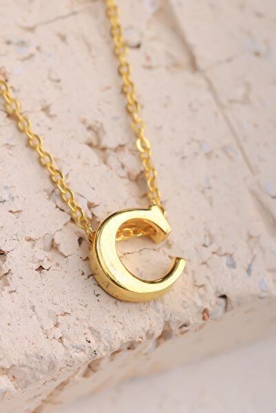 Lucente Jewellery Özel Hediye Kutulu 925 Ayar Altın Gümüş Kaplama C Harf Üç B...