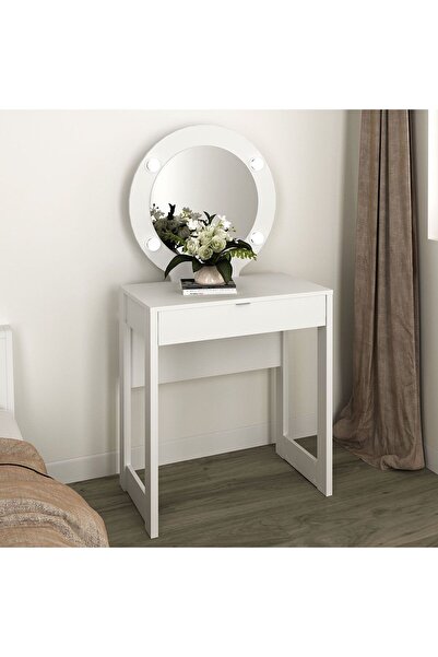 Danube Home Eldon Dressing Table with Mirror & Drawer - White Melamine Finish, 160x45x82cm, 2-Year Warranty